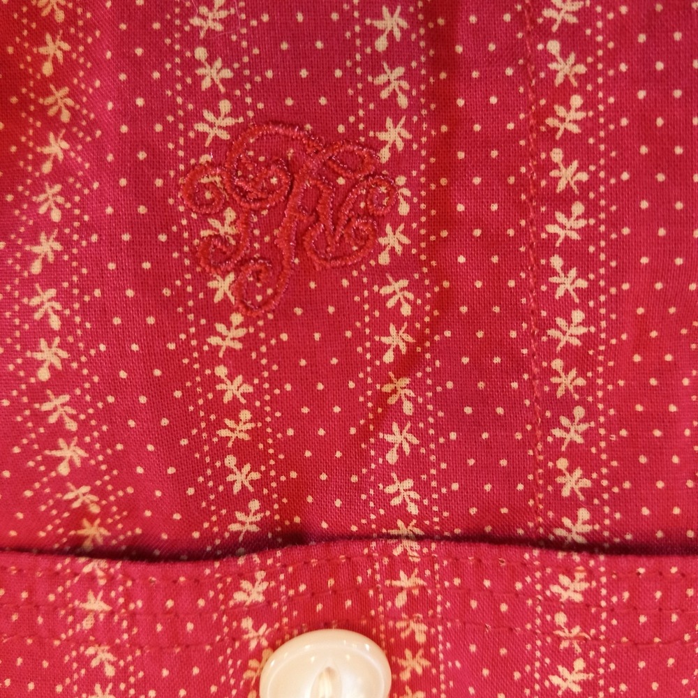Ralph Lauren Sz L 10 12 Red Polka Dot Calico Vintage Country Blouse Shirt Top - Picture 4 of 6